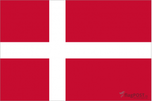 Флаг страны Дания (100x150 см., полиэфирный шелк, сублимационная печать, прошит по периметру, карман слева)