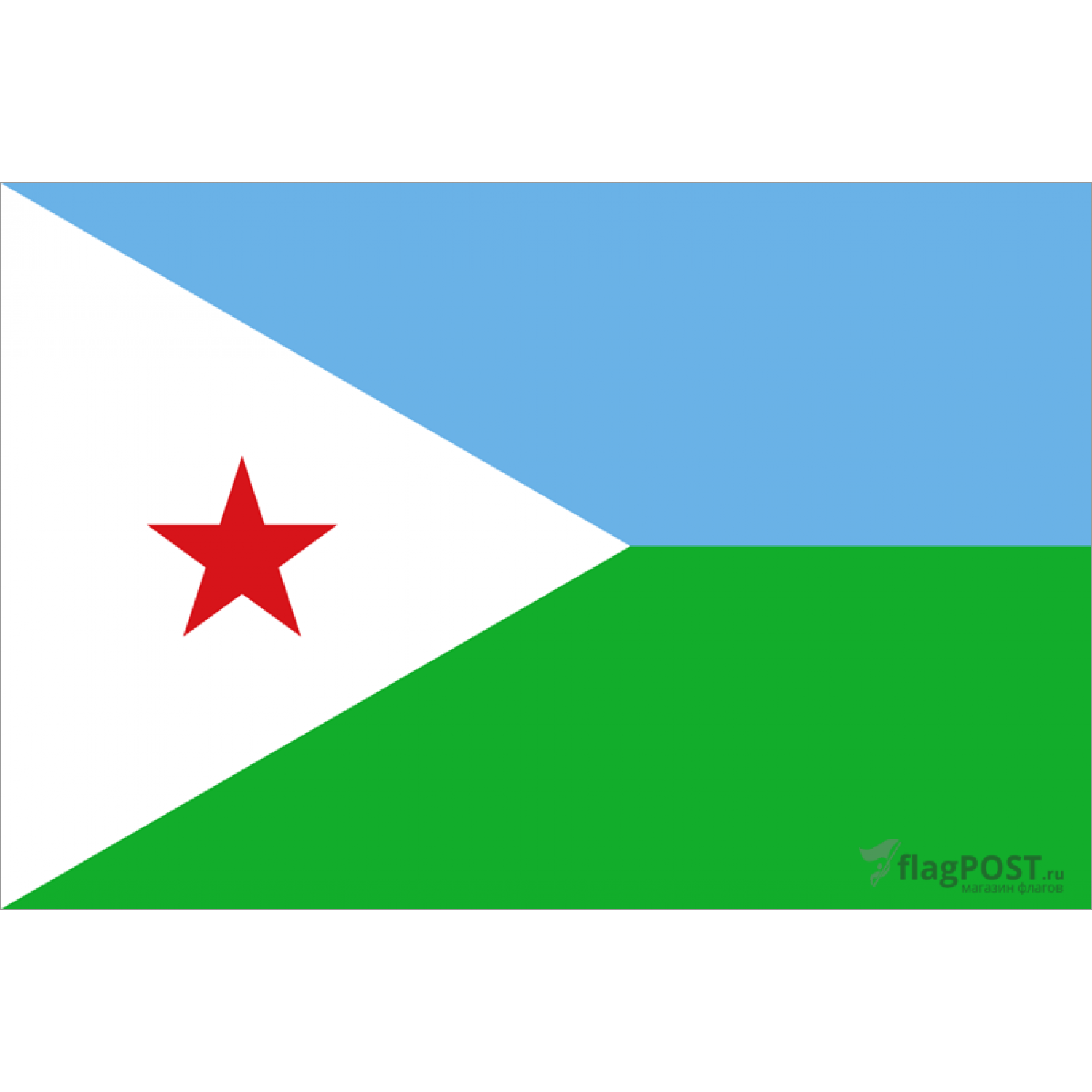 Флаг страны Джибути (15x22 см., полиэфирный шелк, сублимационная печать, карман слева)