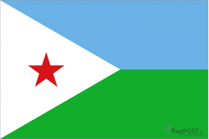 Флаг страны Джибути (100x150 см., полиэфирный шелк, прямая печать, прошит по периметру, карман слева)