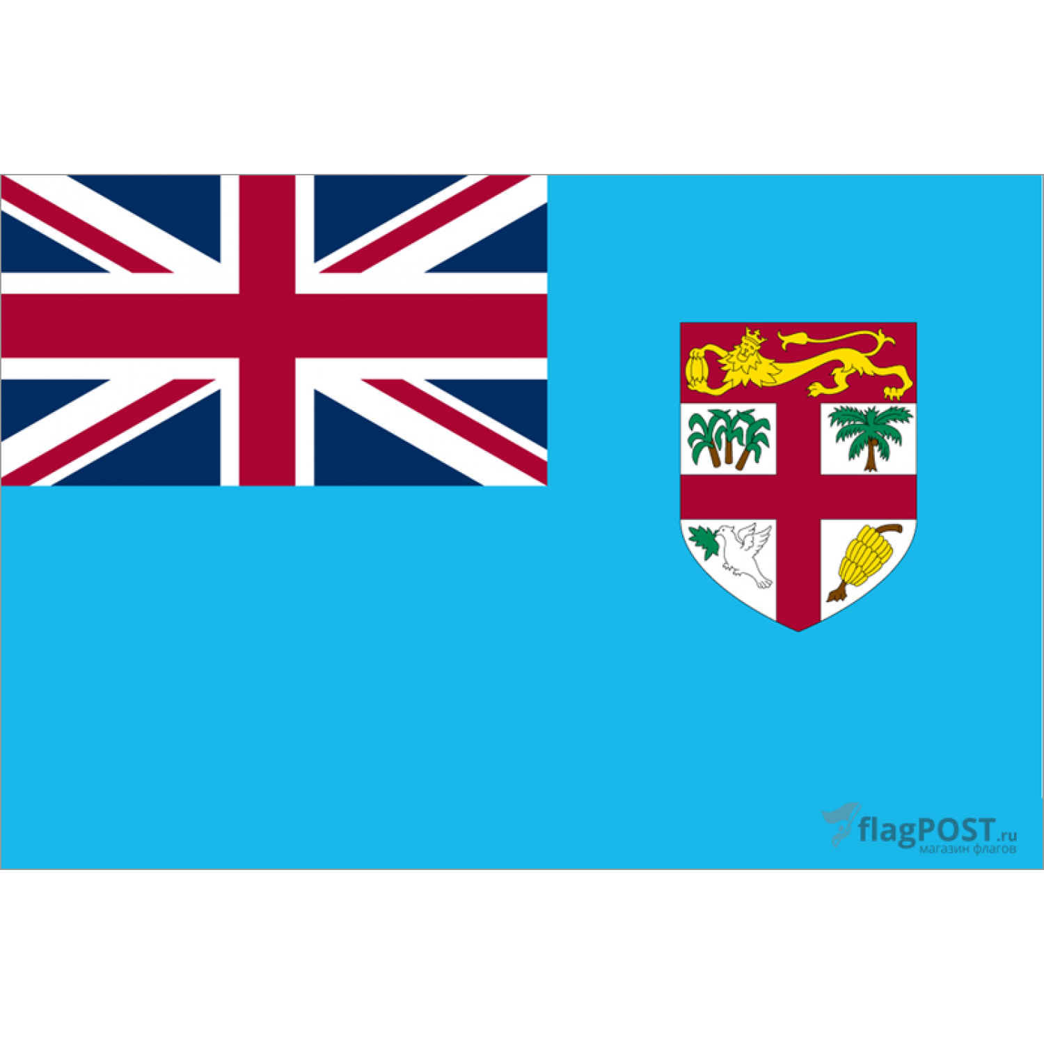 Флаг страны Фиджи (15x22 см., полиэфирный шелк, сублимационная печать, карман слева)
