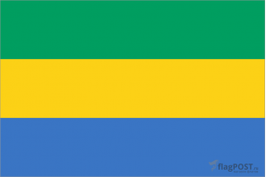Флаг страны Габон (100x150 см., полиэфирный шелк, прямая печать, прошит по периметру, карман слева)