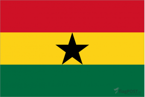 Флаг страны Гана (100x150 см., полиэфирный шелк, прямая печать, прошит по периметру, карман слева)