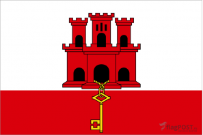 Флаг страны Гибралтар (100x150 см., полиэфирный шелк, сублимационная печать, прошит по периметру, карман слева)