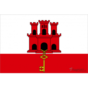 Флаг страны Гибралтар (15x22 см., полиэфирный шелк, сублимационная печать, карман слева)