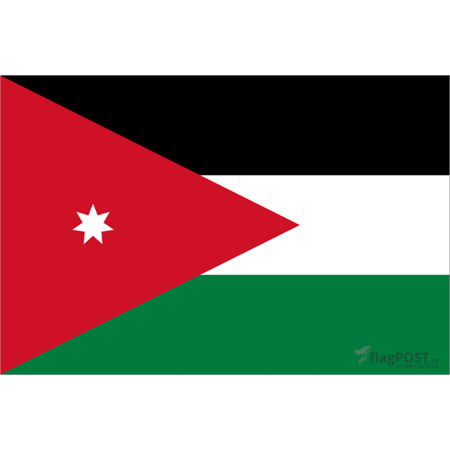 Флаг страны Иордания (15x22 см., полиэфирный шелк, прямая печать, карман слева)