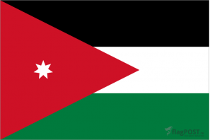 Флаг страны Иордания (100x150 см., полиэфирный шелк, сублимационная печать, прошит по периметру, карман слева)