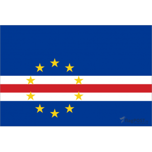 Флаг страны Кабо-Верде (15x22 см., полиэфирный шелк, сублимационная печать, карман слева)