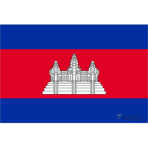 Флаг страны Камбоджа (15x22 см., полиэфирный шелк, сублимационная печать, карман слева)