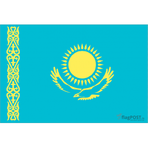 Флаг страны Казахстан (15x22 см., полиэфирный шелк, сублимационная печать, карман слева)