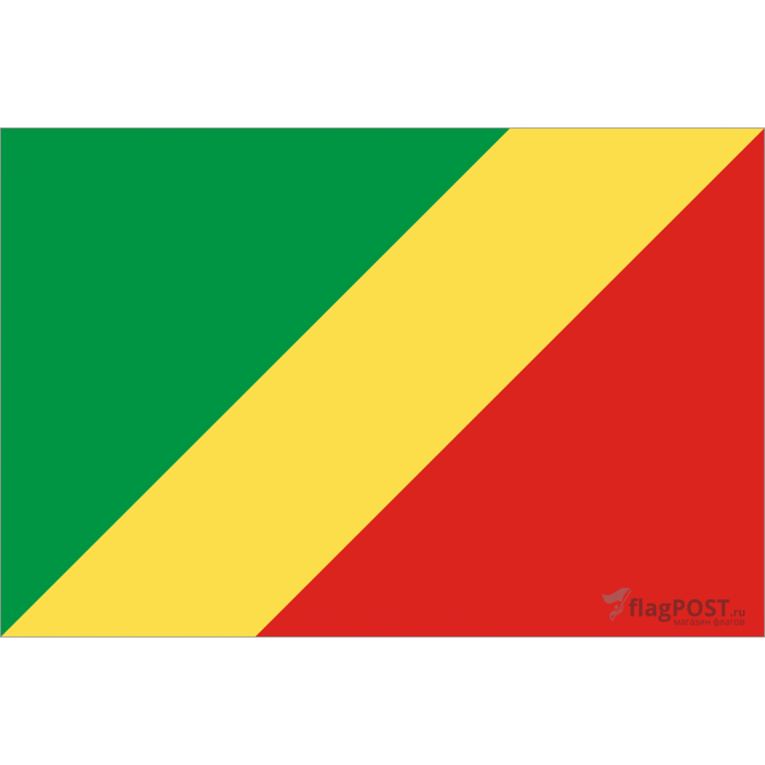 Флаг страны Конго (15x22 см., полиэфирный шелк, сублимационная печать, карман слева)
