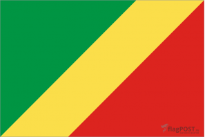 Флаг страны Конго (100x150 см., полиэфирный шелк, прямая печать, прошит по периметру, карман слева)