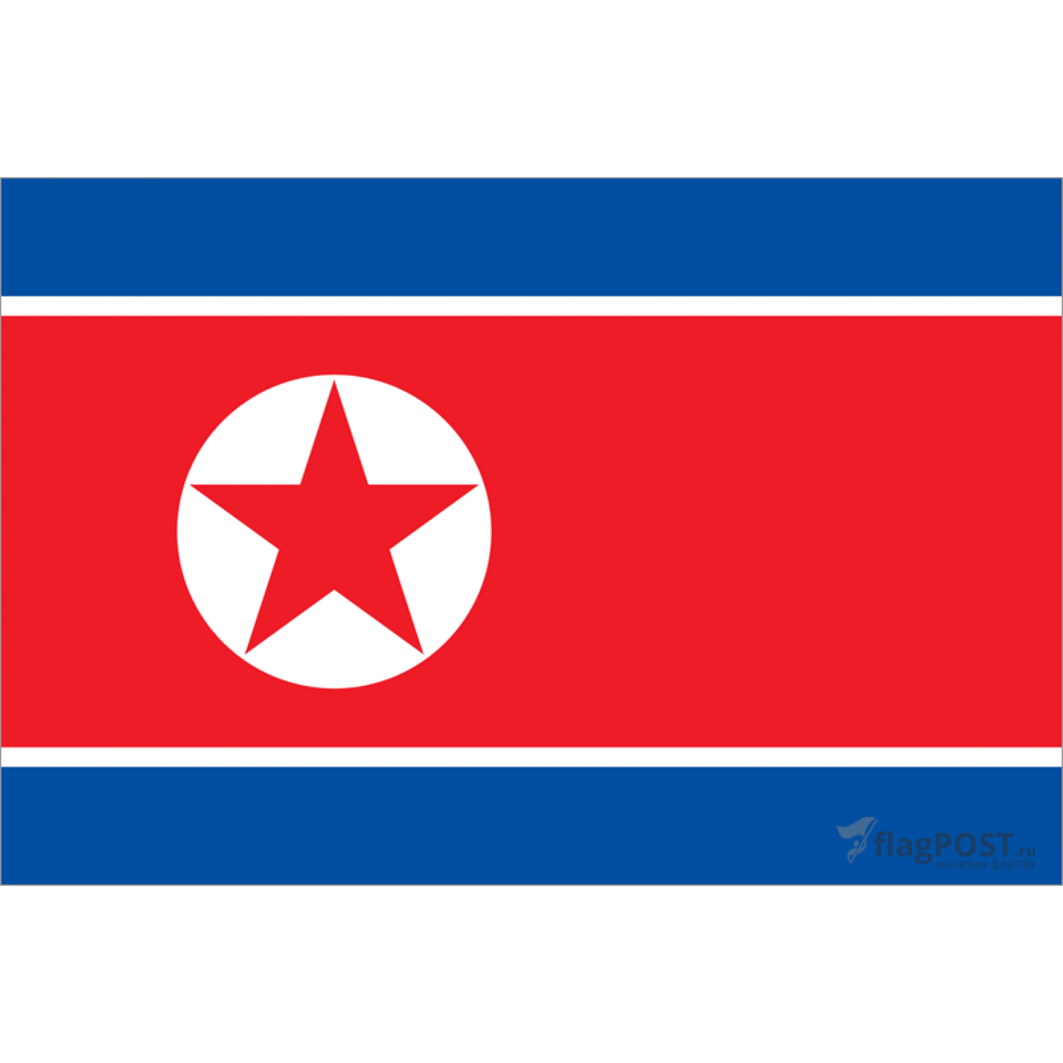 Флаг страны Корея Северная (70x105 см., флажная сетка, прямая печать, прошит по периметру, карман слева)