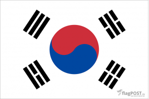 Флаг страны Корея Южная (100x150 см., полиэфирный шелк, прямая печать, прошит по периметру, карман слева)