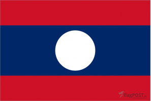 Флаг страны Лаос (100x150 см., полиэфирный шелк, прямая печать, прошит по периметру, карман слева)