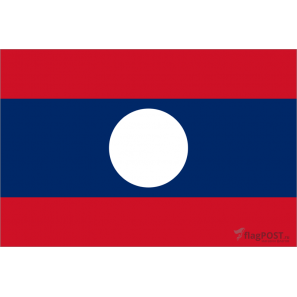 Флаг страны Лаос (15x22 см., полиэфирный шелк, сублимационная печать, карман слева)