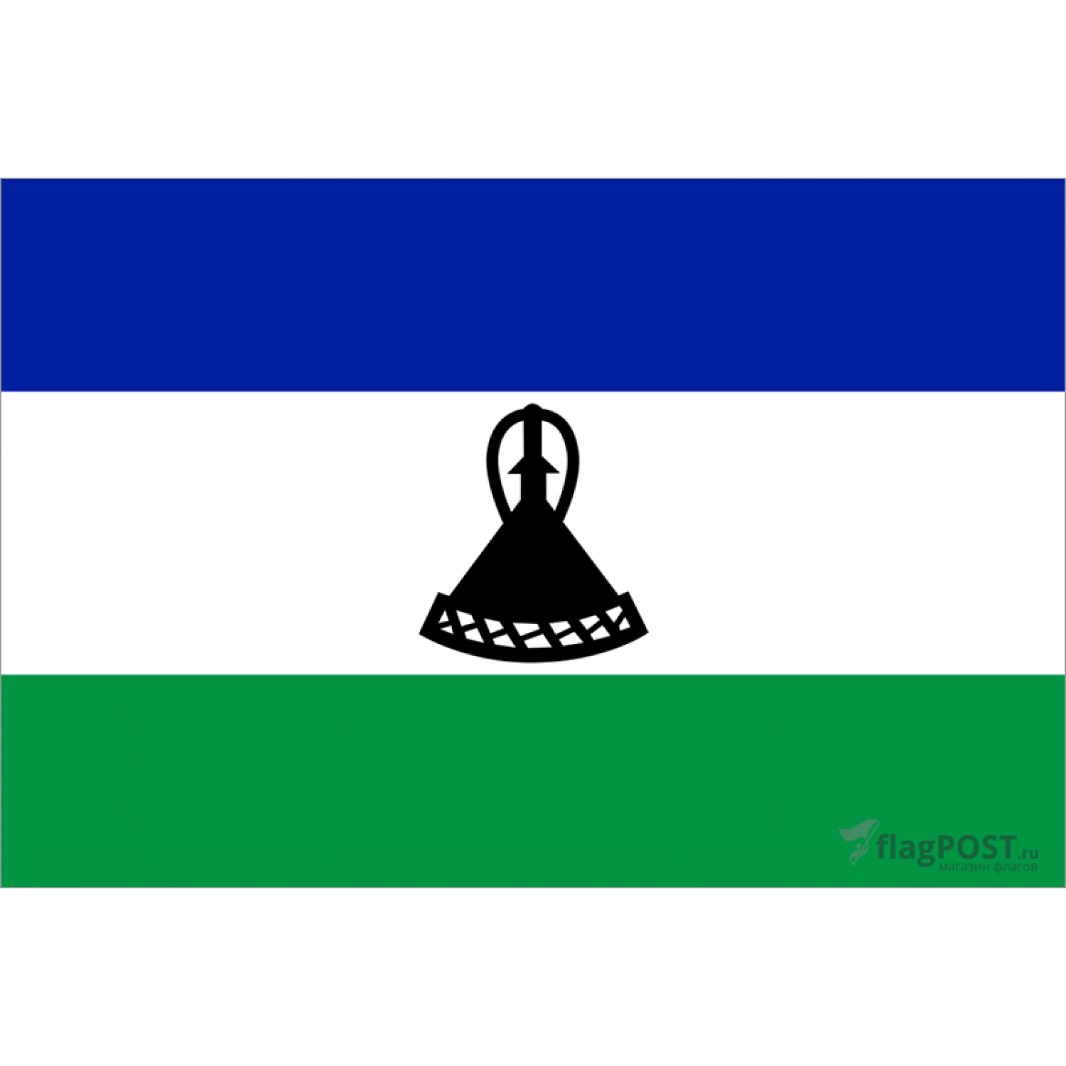 Флаг страны Лесото (15x22 см., полиэфирный шелк, сублимационная печать, карман слева)