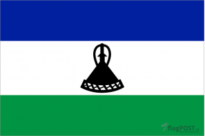 Флаг страны Лесото (100x150 см., полиэфирный шелк, прямая печать, прошит по периметру, карман слева)