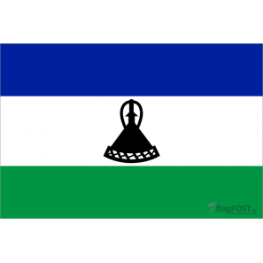 Флаг страны Лесото (15x22 см., полиэфирный шелк, сублимационная печать, карман слева)