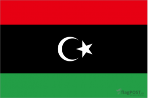 Флаг страны Ливия (100x150 см., полиэфирный шелк, прямая печать, прошит по периметру, карман слева)