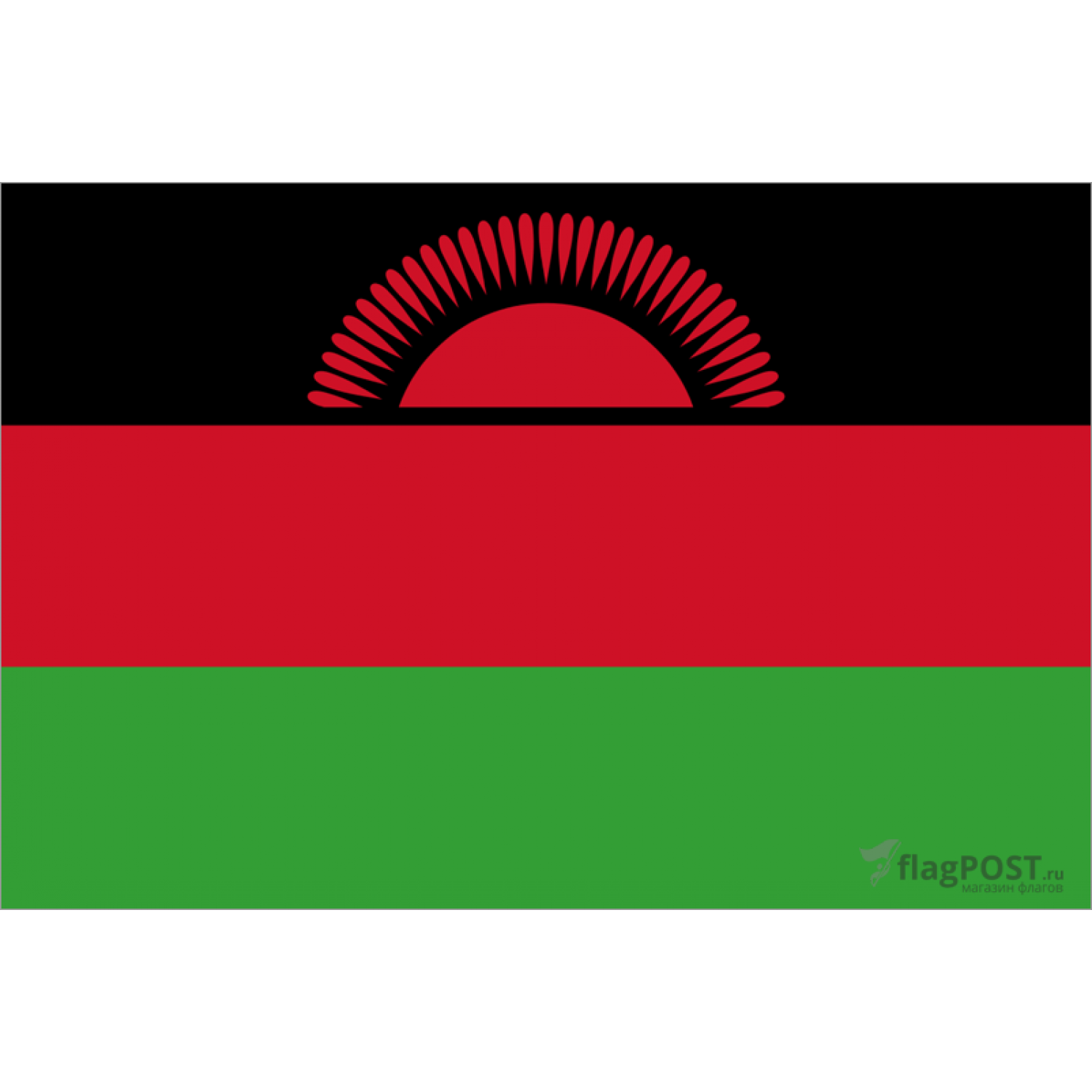 Флаг страны Малави (15x22 см., полиэфирный шелк, сублимационная печать, карман слева)