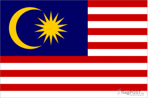 Флаг страны Малайзия (100x150 см., полиэфирный шелк, прямая печать, прошит по периметру, карман слева)