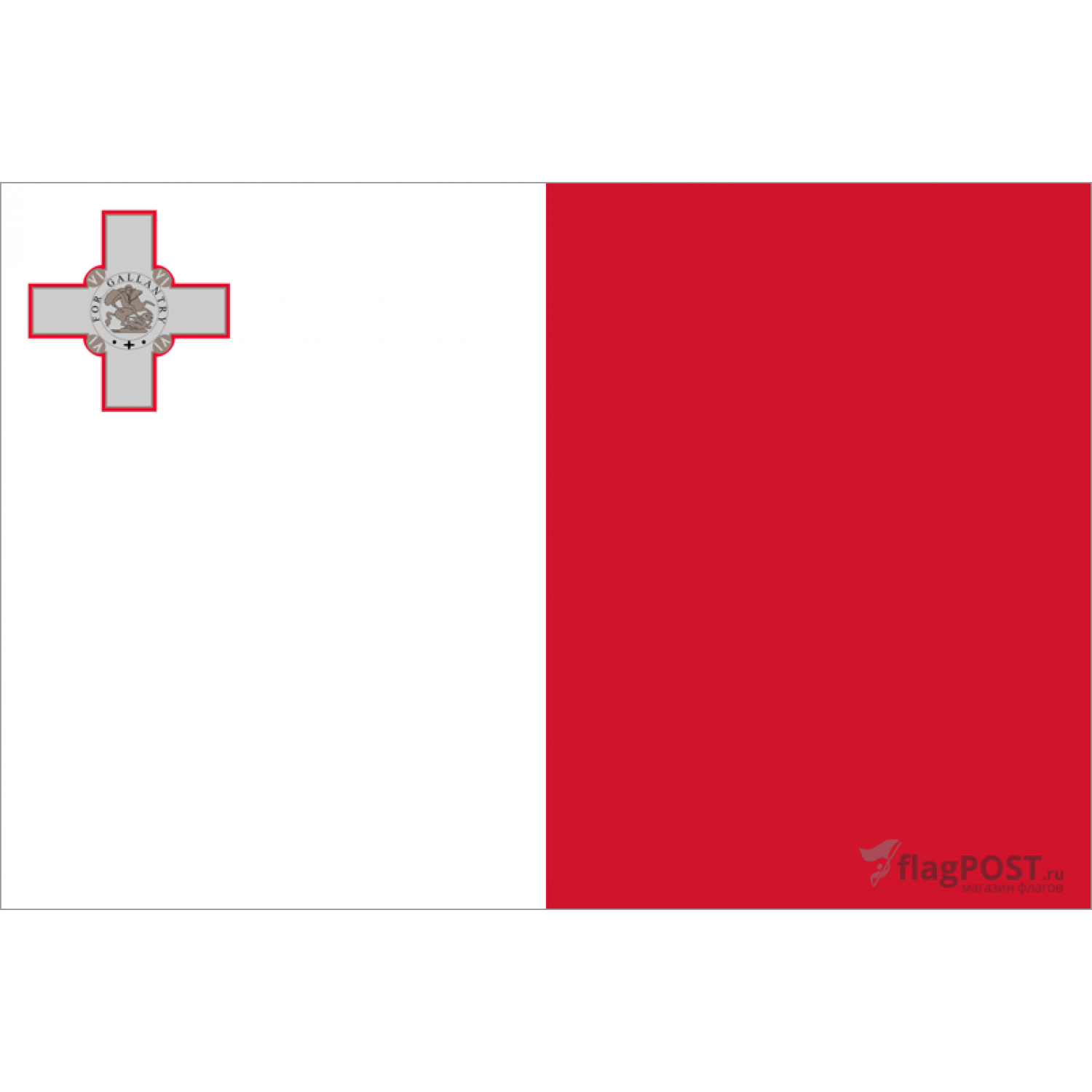 Флаг страны Мальта (70x105 см., полиэфирный шелк, прямая печать, прошит по периметру, карман слева)