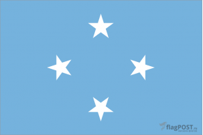 Флаг страны Микронезия (100x150 см., полиэфирный шелк, прямая печать, прошит по периметру, карман слева)