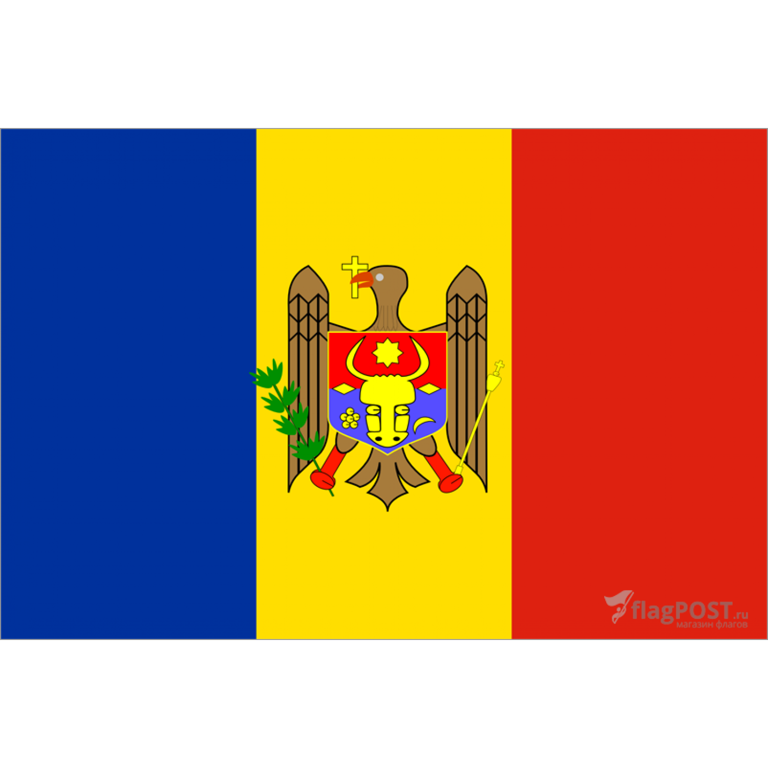 Флаг страны Молдавия (90x135 см., флажная сетка, прямая печать, прошит по периметру, карман слева)