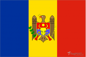 Флаг страны Молдавия (100x150 см., полиэфирный шелк, прямая печать, прошит по периметру, карман слева)