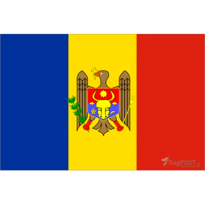 Флаг страны Молдавия (15x22 см., полиэфирный шелк, сублимационная печать, карман слева)