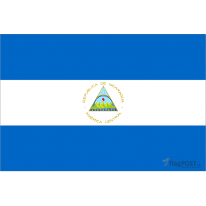 Флаг страны Никарагуа (15x22 см., полиэфирный шелк, сублимационная печать, карман слева)