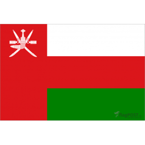 Флаг страны Оман (15x22 см., полиэфирный шелк, сублимационная печать, карман слева)