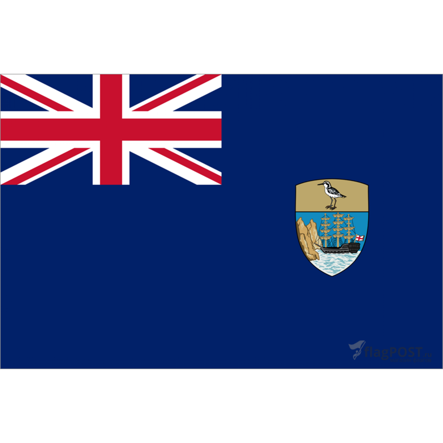 Флаг Острова Святой Елены (100x150 см., флажная сетка, прямая печать, прошит по периметру, карман слева)