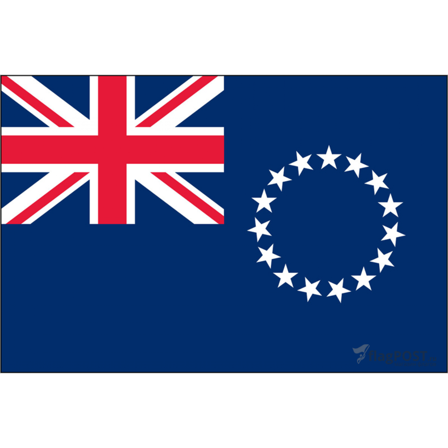 Флаг Острова Кука (90x135 см., флажная сетка, прямая печать, прошит по периметру, карман слева)