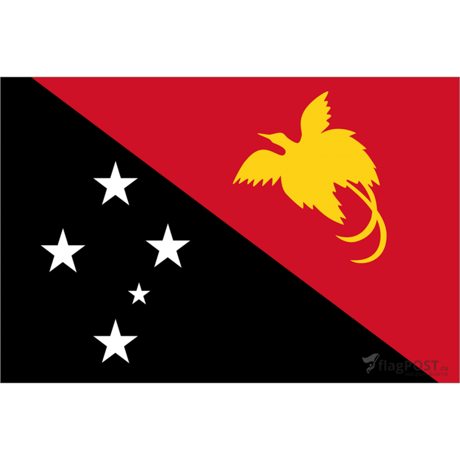 Флаг страны Папуа - Новая Гвинея (15x22 см., полиэфирный шелк, сублимационная печать, карман слева)