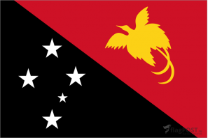 Флаг страны Папуа - Новая Гвинея (100x150 см., полиэфирный шелк, прямая печать, прошит по периметру, карман слева)