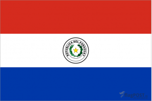 Флаг страны Парагвай (100x150 см., полиэфирный шелк, прямая печать, прошит по периметру, карман слева)