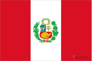 Флаг страны Перу (100x150 см., полиэфирный шелк, сублимационная печать, прошит по периметру, карман слева)