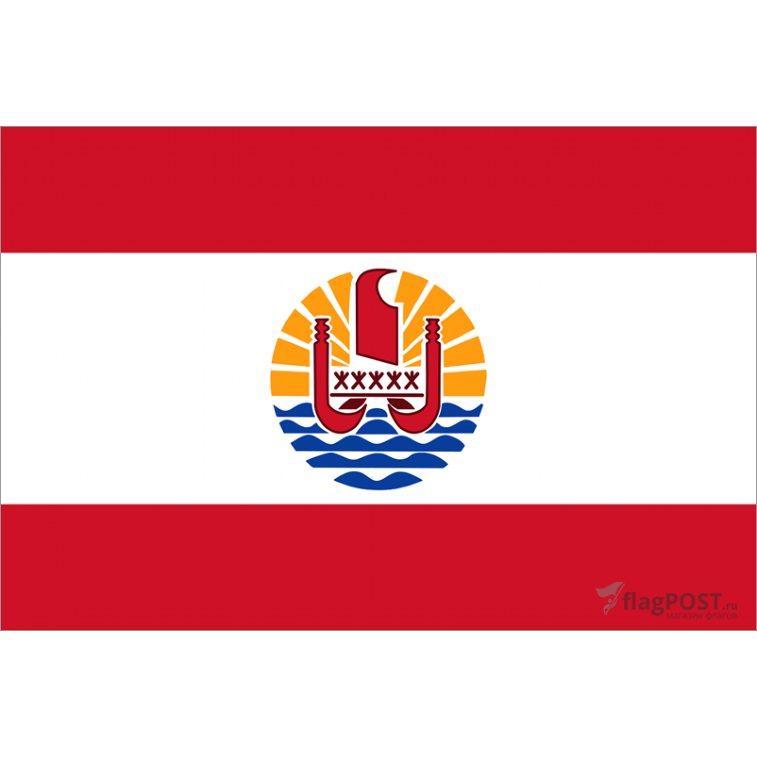 Флаг страны Полинезия (15x22 см., полиэфирный шелк, сублимационная печать, карман слева)