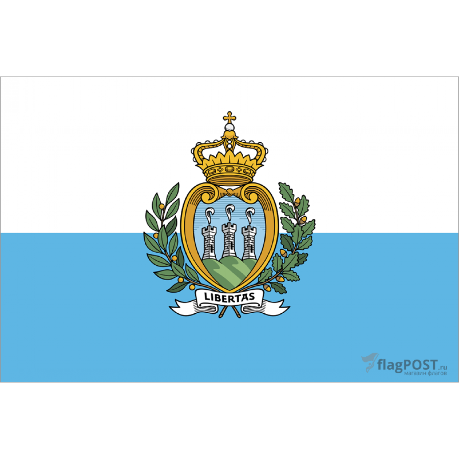 Флаг страны Сан-Марино (15x22 см., полиэфирный шелк, прямая печать, карман слева)