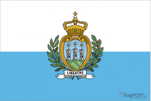 Флаг страны Сан-Марино (100x150 см., полиэфирный шелк, сублимационная печать, прошит по периметру, карман слева)