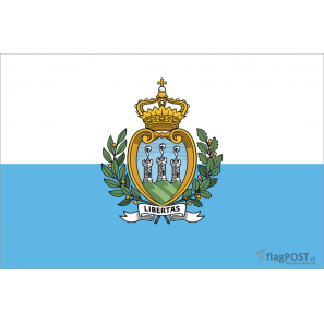 Флаг страны Сан-Марино (15x22 см., полиэфирный шелк, сублимационная печать, карман слева)