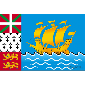 Флаг страны Сен-Пьер и Микелон (15x22 см., полиэфирный шелк, сублимационная печать, карман слева)