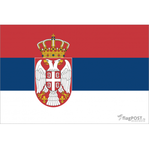 Флаг страны Сербия (15x22 см., полиэфирный шелк, сублимационная печать, карман слева)