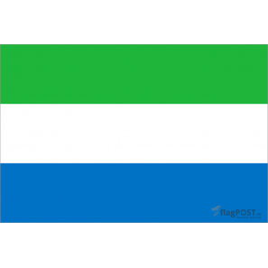 Флаг страны Сьерра-Леоне (15x22 см., полиэфирный шелк, сублимационная печать, карман слева)