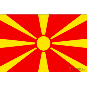 Флаг страны Северная Македония (15x22 см., полиэфирный шелк, сублимационная печать, карман слева)