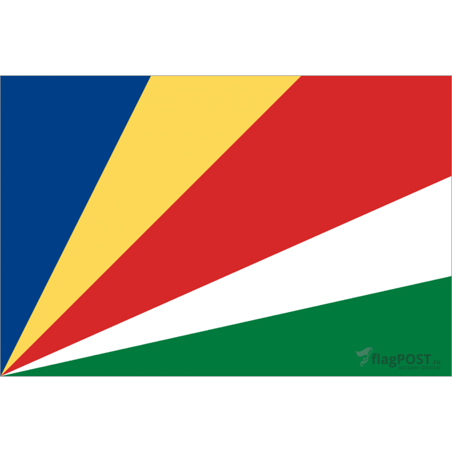 Флаг Сейшельских островов (100x150 см., полиэфирный шелк, сублимационная печать, прошит по периметру, карман слева)