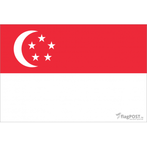 Флаг страны Сингапур (15x22 см., полиэфирный шелк, сублимационная печать, карман слева)