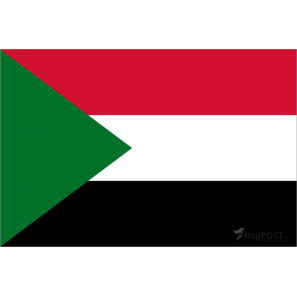 Флаг страны Судан (15x22 см., полиэфирный шелк, сублимационная печать, карман слева)