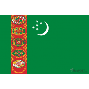 Флаг страны Туркмения (15x22 см., полиэфирный шелк, сублимационная печать, карман слева)